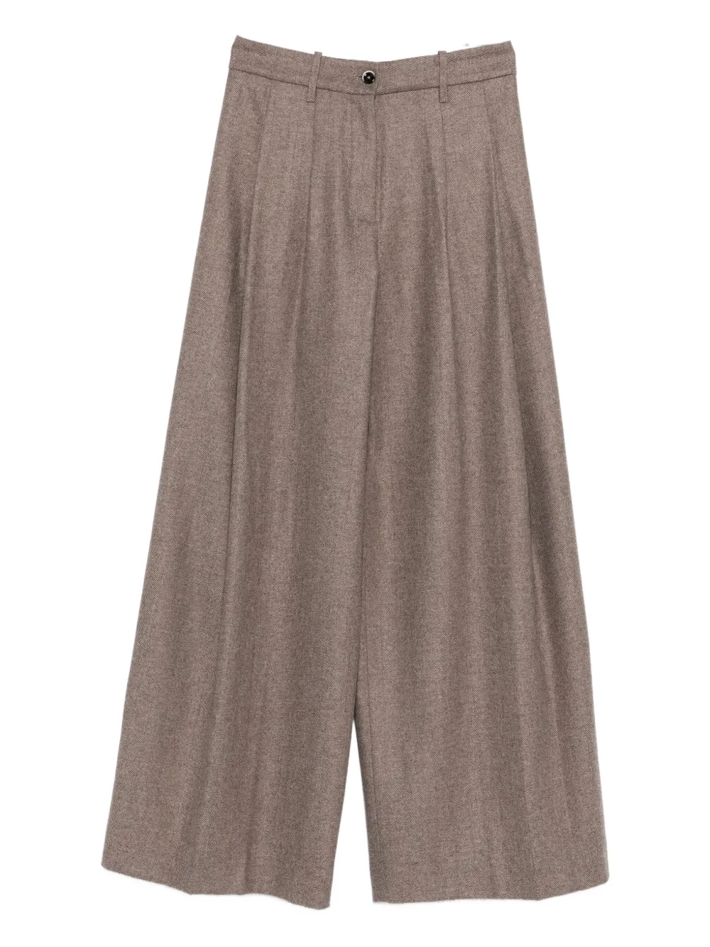 Nine In The Morning Herringbone Pleated Trousers In Brown