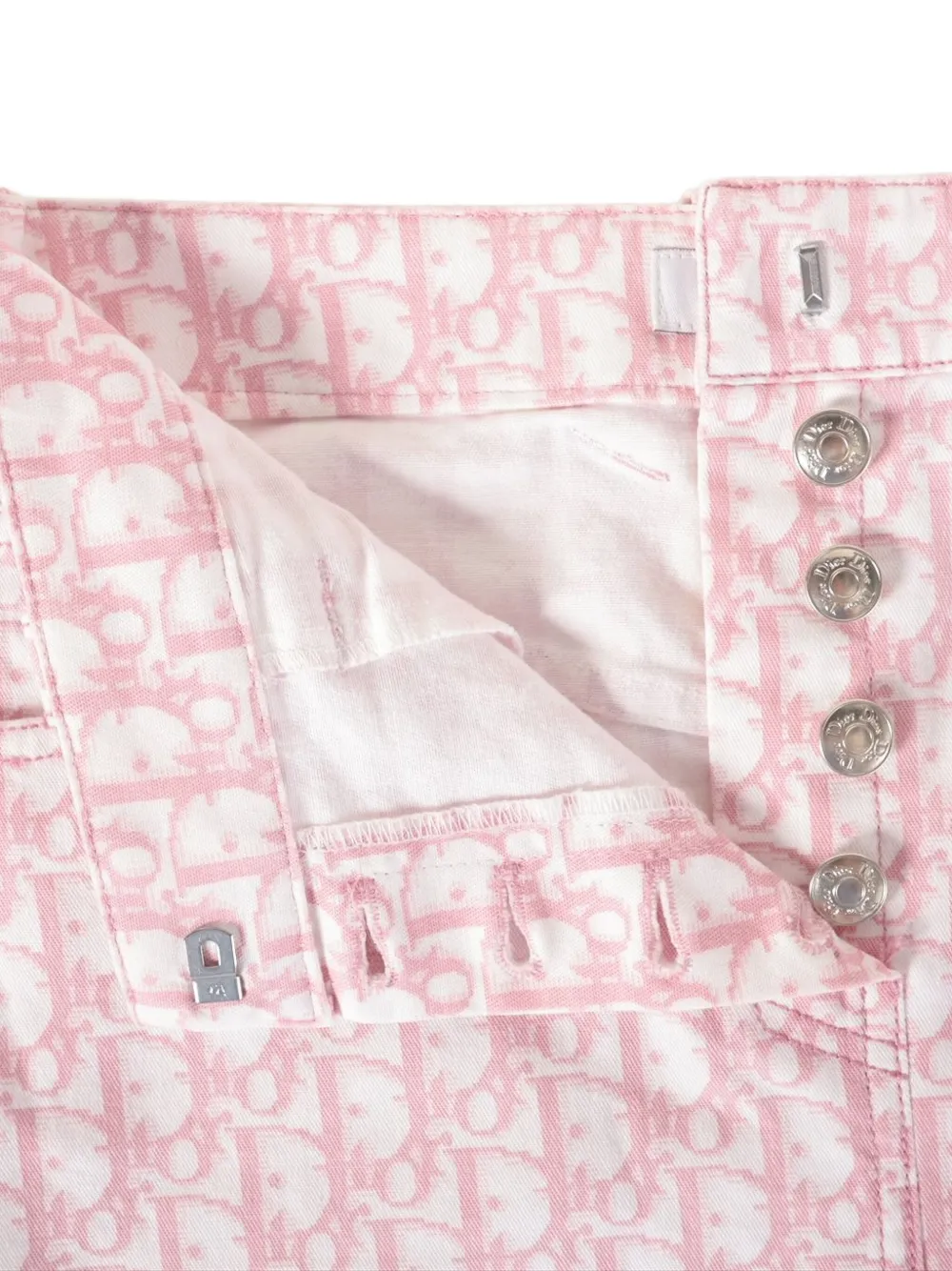 Pre-owned Dior 2004 Trotter-monogram Midi Skirt In Pink