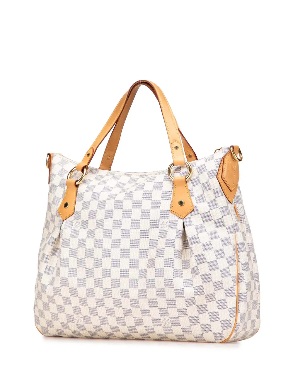 Pre-owned Louis Vuitton 2011 Damier Azur Evora Mm Satchel In White