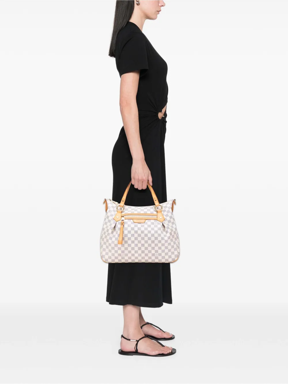 Pre-owned Louis Vuitton 2011 Damier Azur Evora Mm Satchel In White