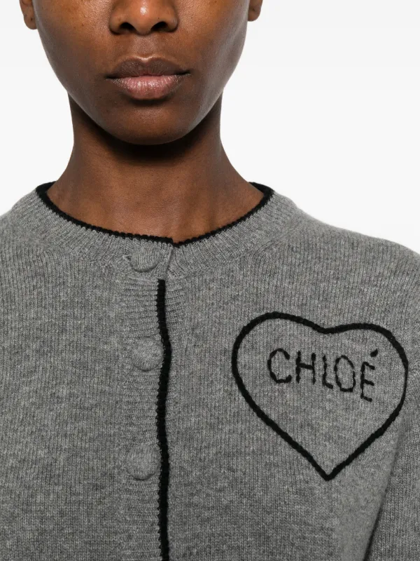 Chloe カーディガン Chloé ハートアップリケ ウールカーディガン | グレー | FARFETCH JP