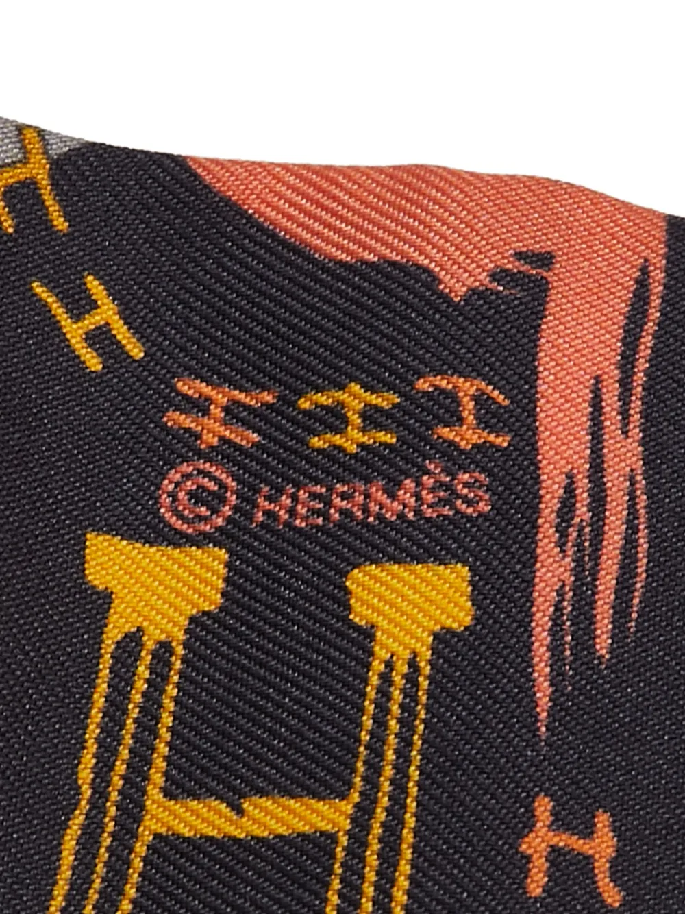 Pre-owned Hermes 1999-2007 1001 H Silk Twilly Scarf Scarves In Gray