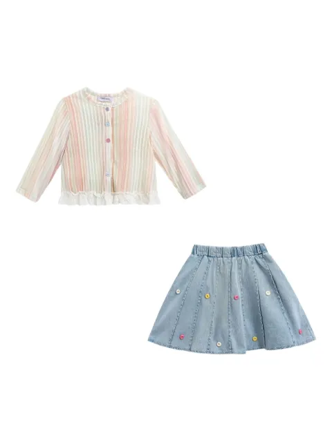 Mimi Tutu striped lace-trim skirt and cardigan set