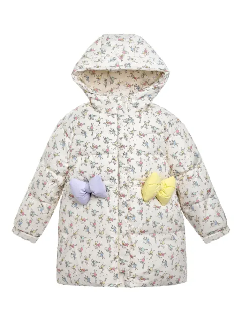 Mimi Tutu bow-appliqué hooded coat