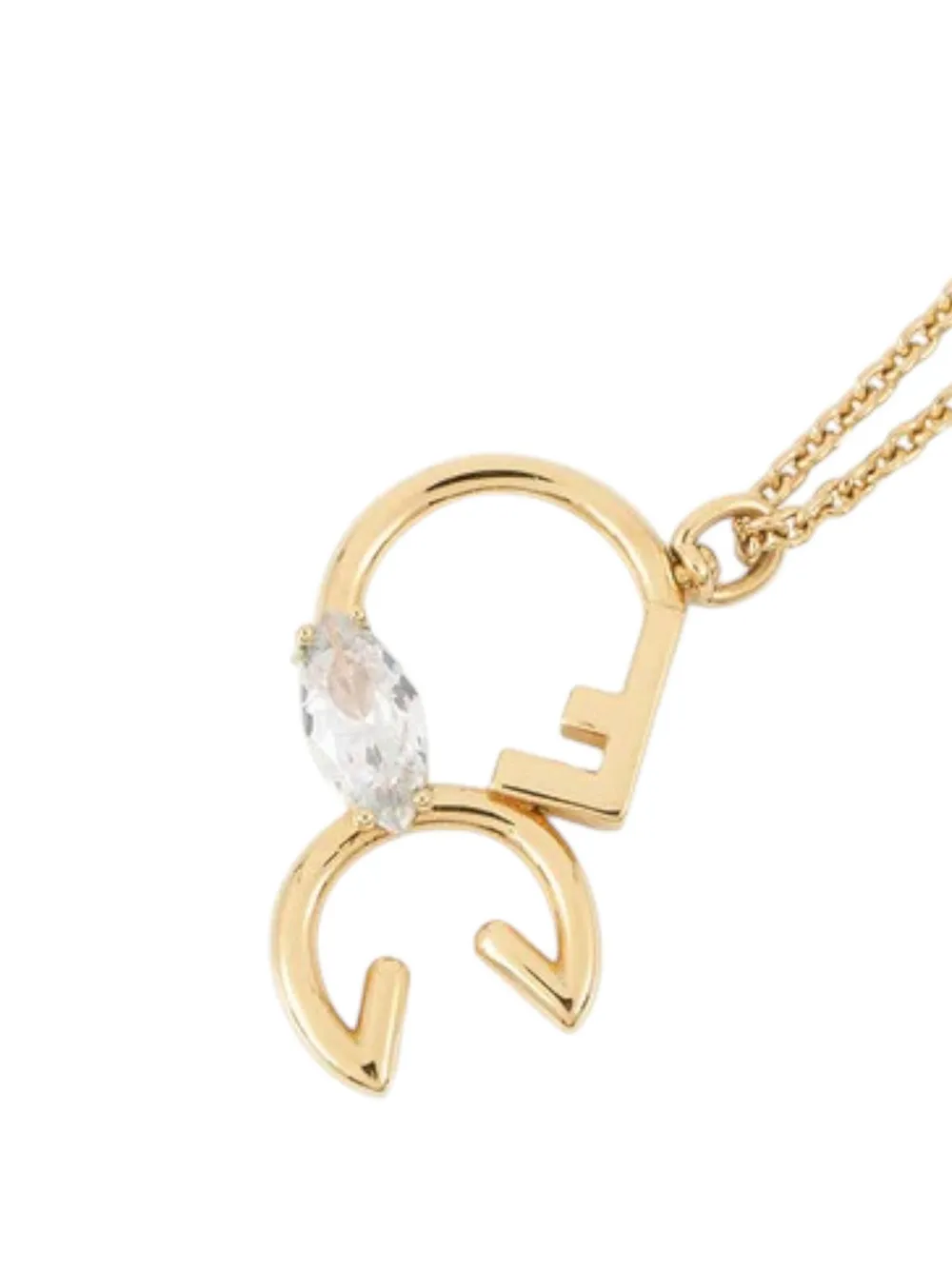 Fendi Pre-Owned 2010-2025 Gold Plated Metal Rhinestone Pendant Necklace costume necklace | Gold | Image 1