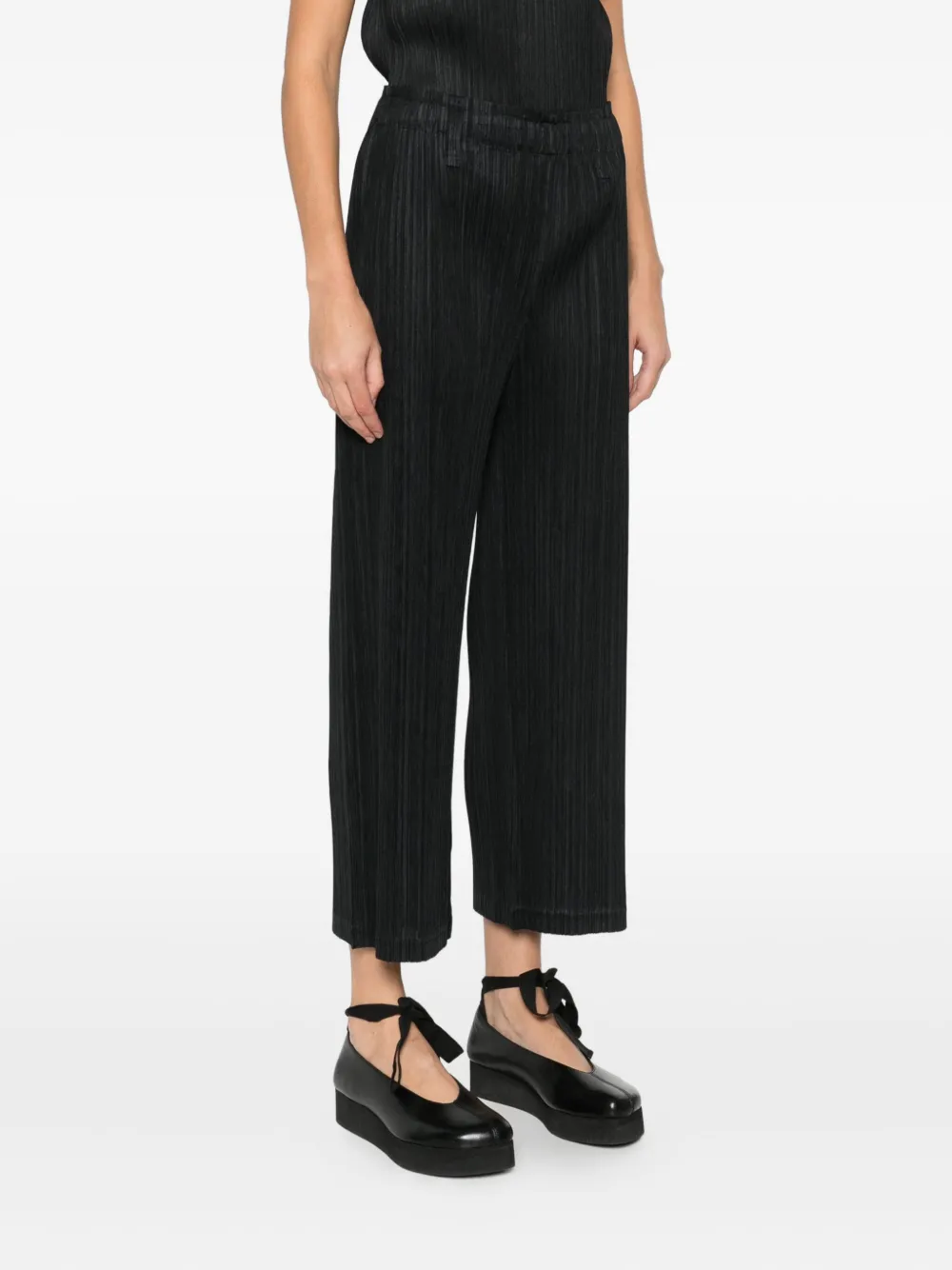 Issey Miyake Wide Leg Pleated Pants, Black (thicker) In Black