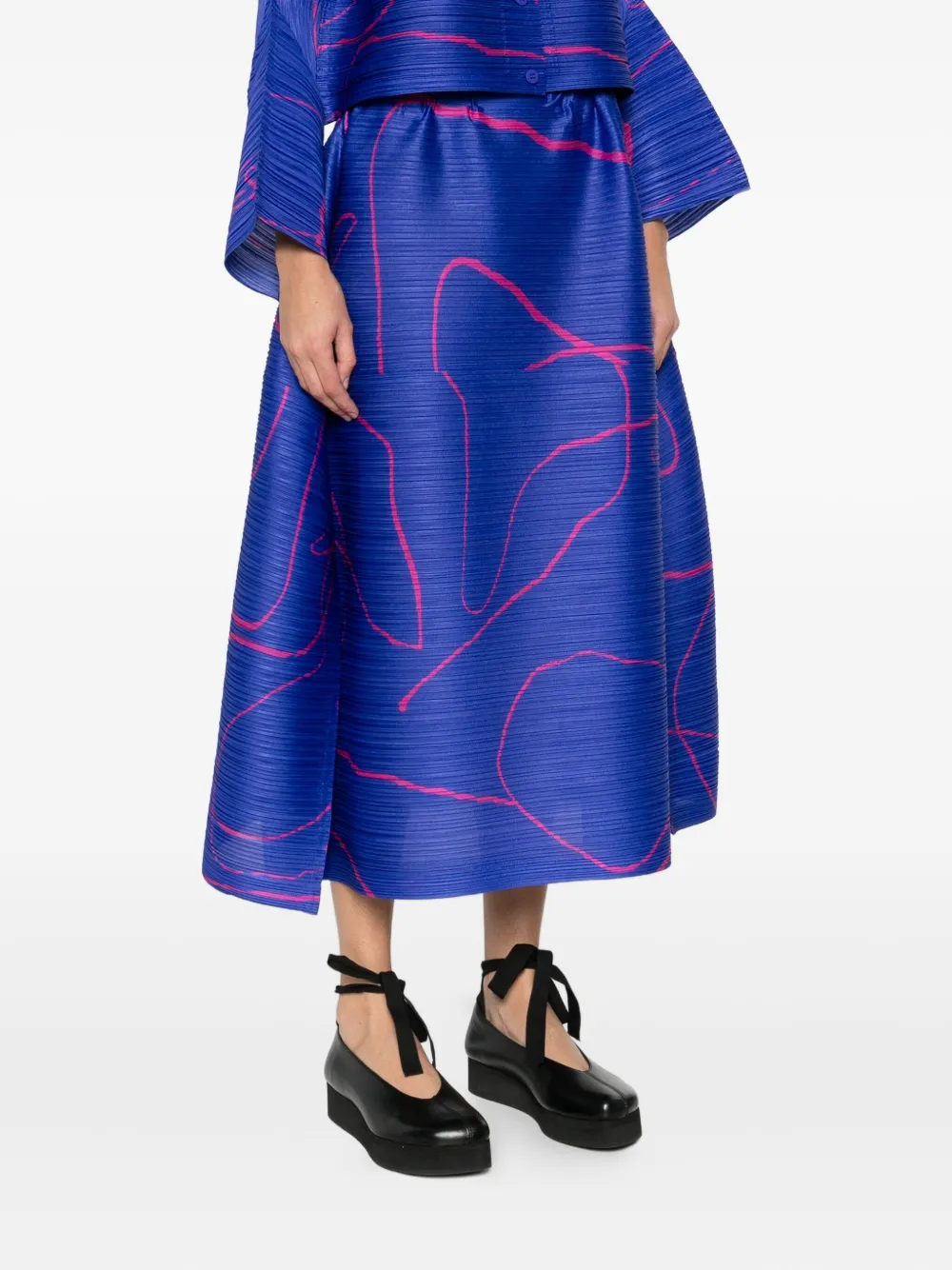 Issey Miyake Pleated Skirt In Blue