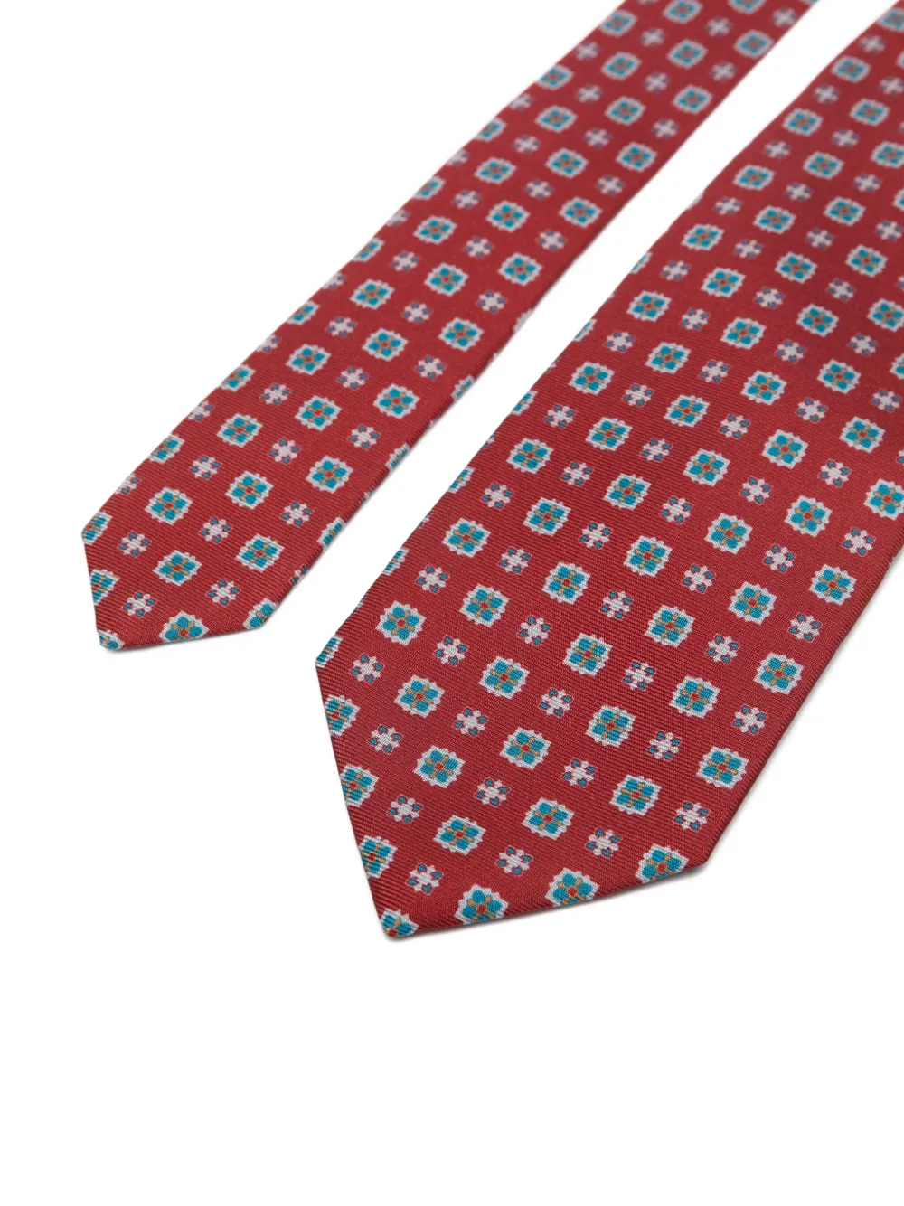 Barba Napoli Geometric-pattern Tie In Red
