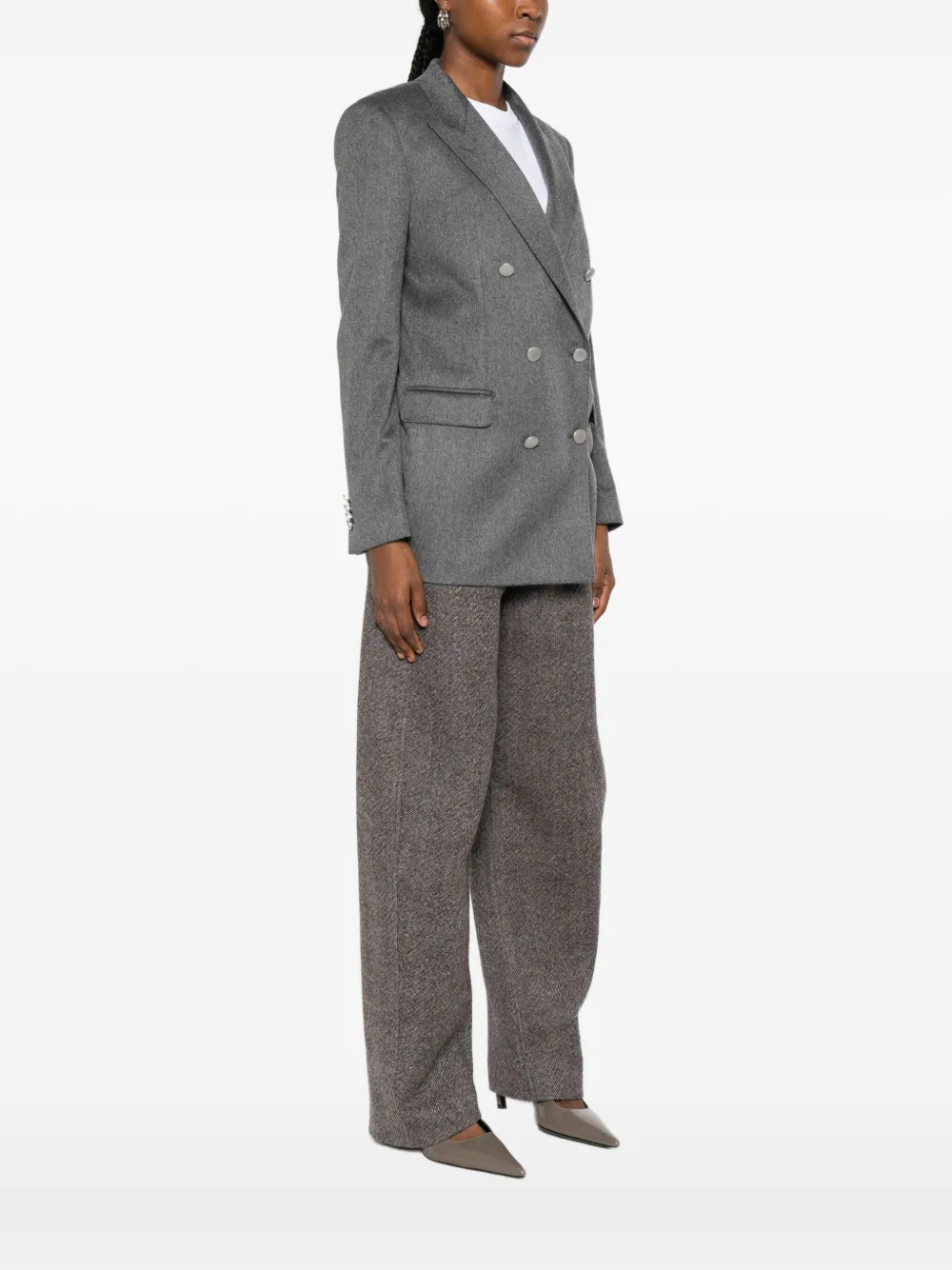 Tagliatore Cashmere Double-breasted Blazer In Gray