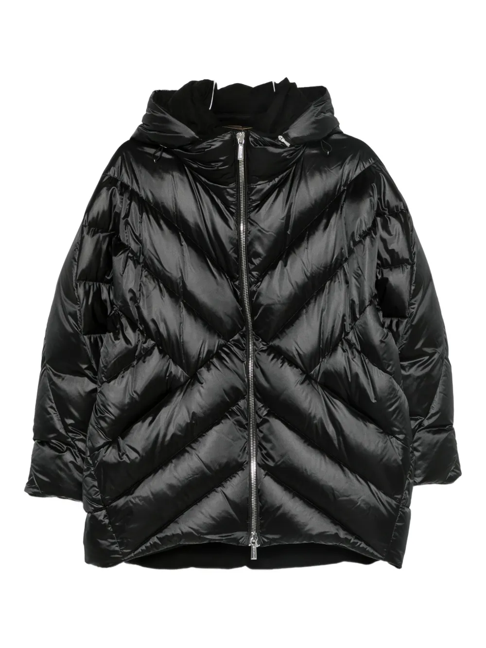 Moorer Hooded Zip-up Jacket In Black