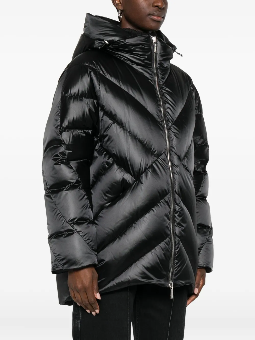 Moorer Hooded Zip-up Jacket In Black