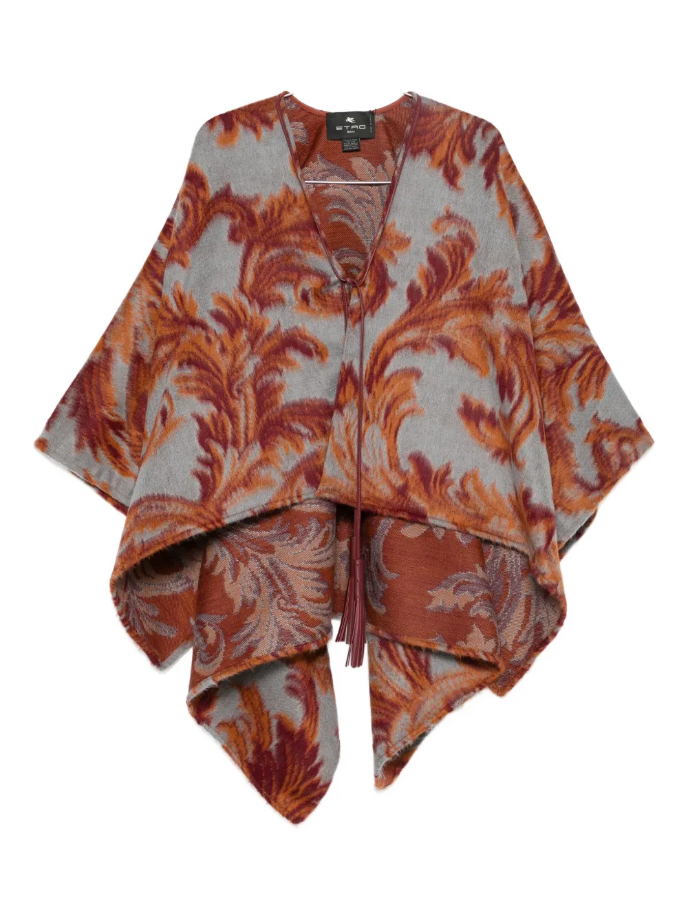 Etro Paisley-jacquard Brushed Wool-blend Cape In Brown