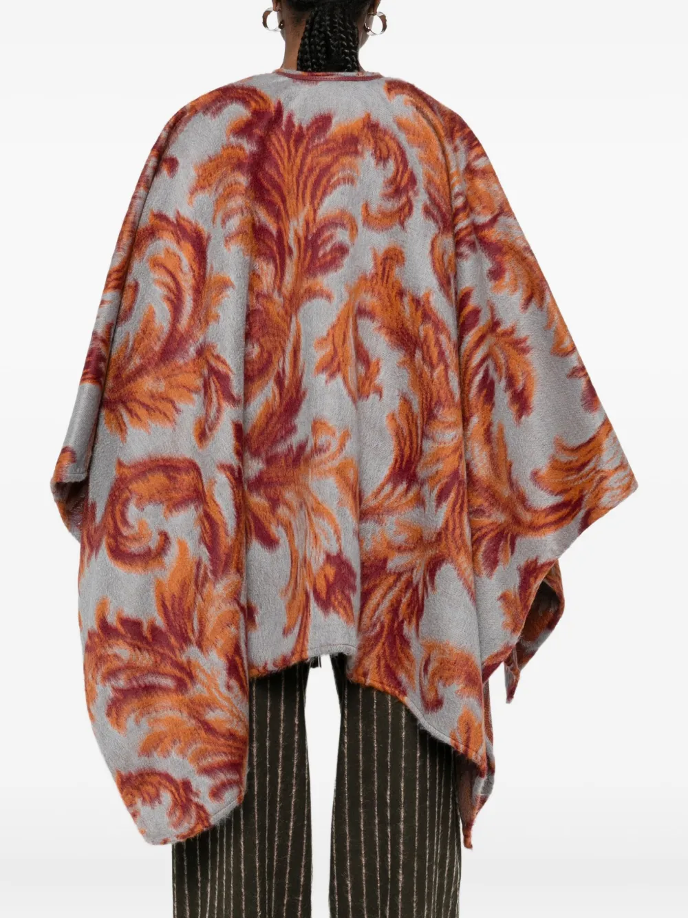 Etro Paisley-jacquard Brushed Wool-blend Cape In Brown
