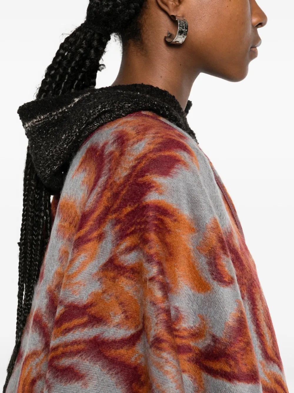 Etro Paisley-jacquard Brushed Wool-blend Cape In Brown