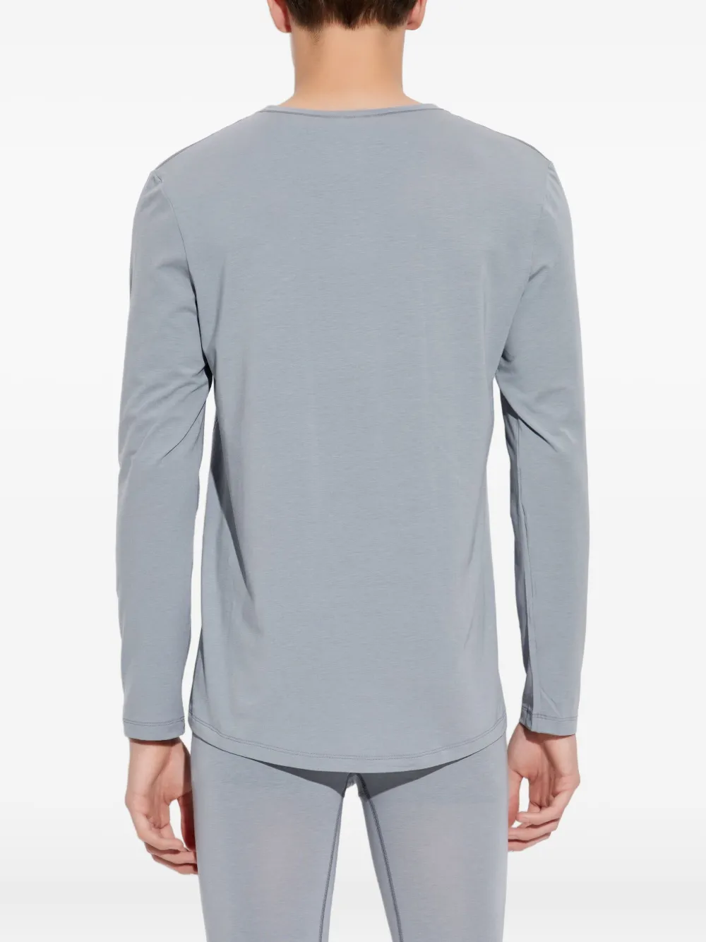 Hanro T-shirt met V-hals en lange mouwen Grijs