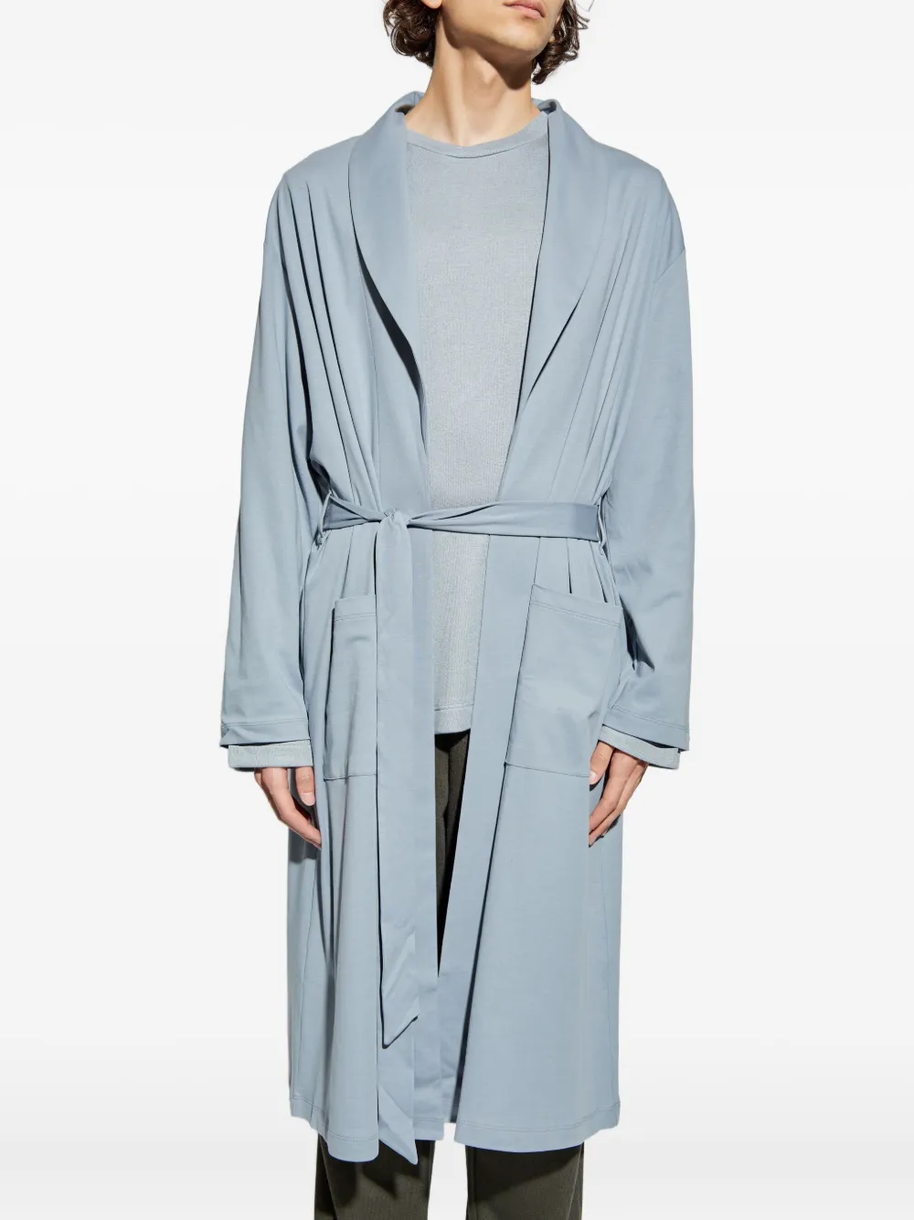 Hanro Badjas met zak met ceintuur Blauw