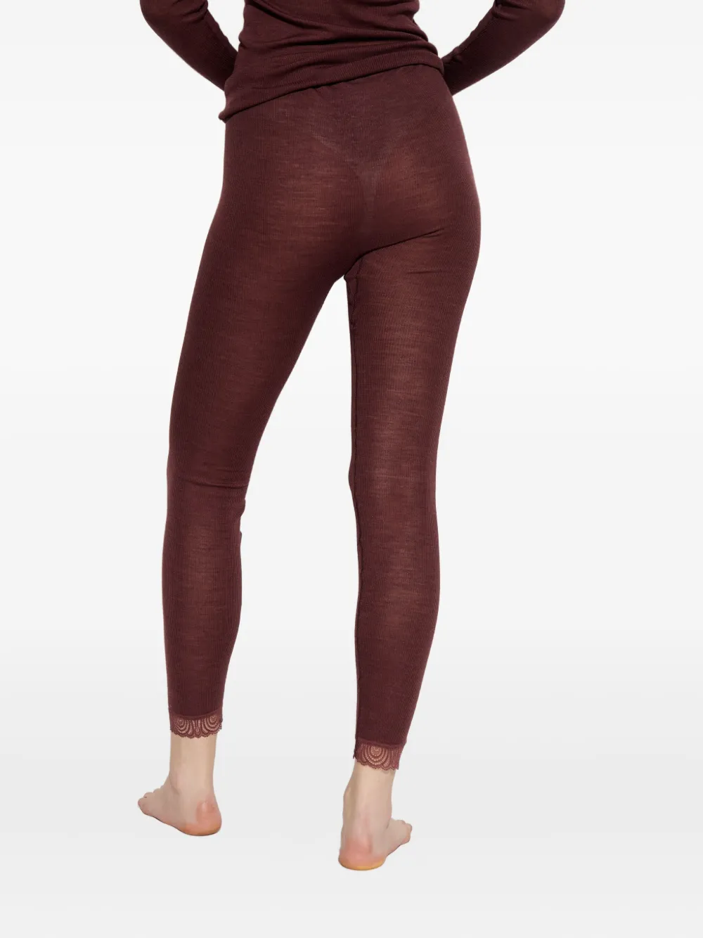 Hanro Lace Leggings In Brown