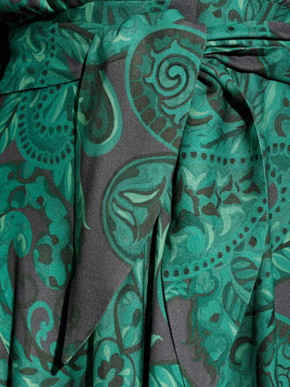 Etro Paisley-print Tie-waist Midi Day Dress In Green
