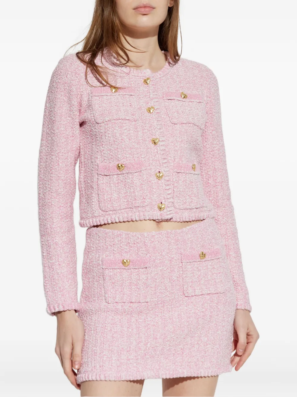Loveshackfancy Delcie Heart-button Pocket Cardigan In Pink