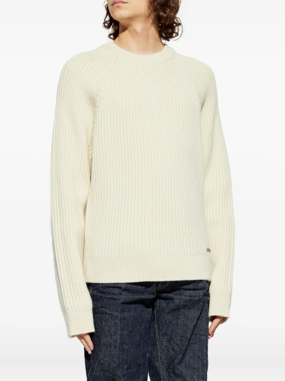 Dsquared2 Ribbed Long-sleeves Sweater In Neutral