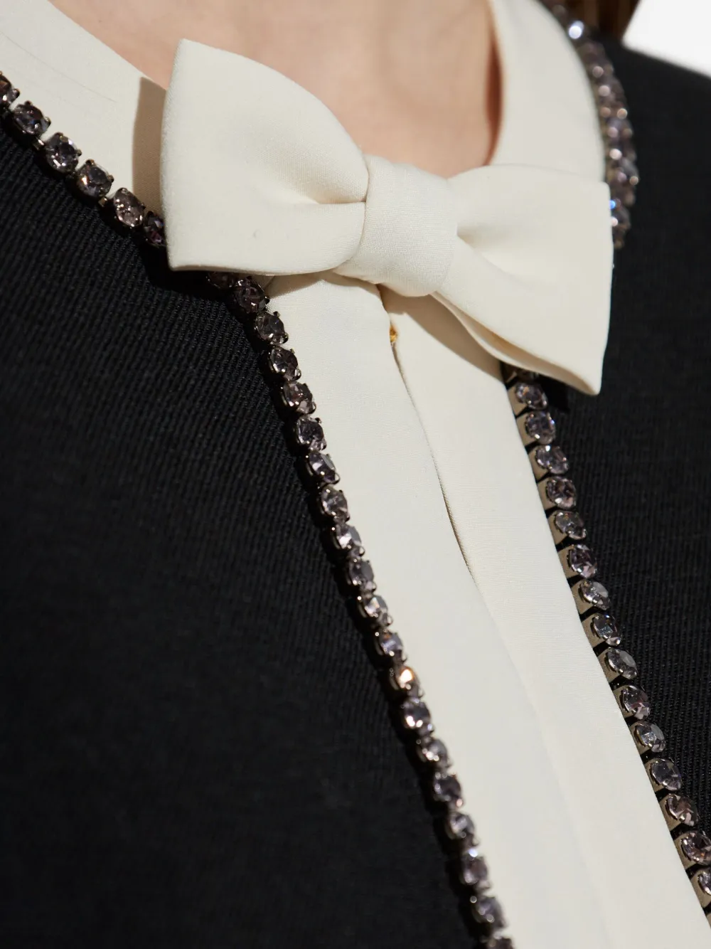 Loveshackfancy Ralphette Crystal Trim Colorblock Jacket In Black