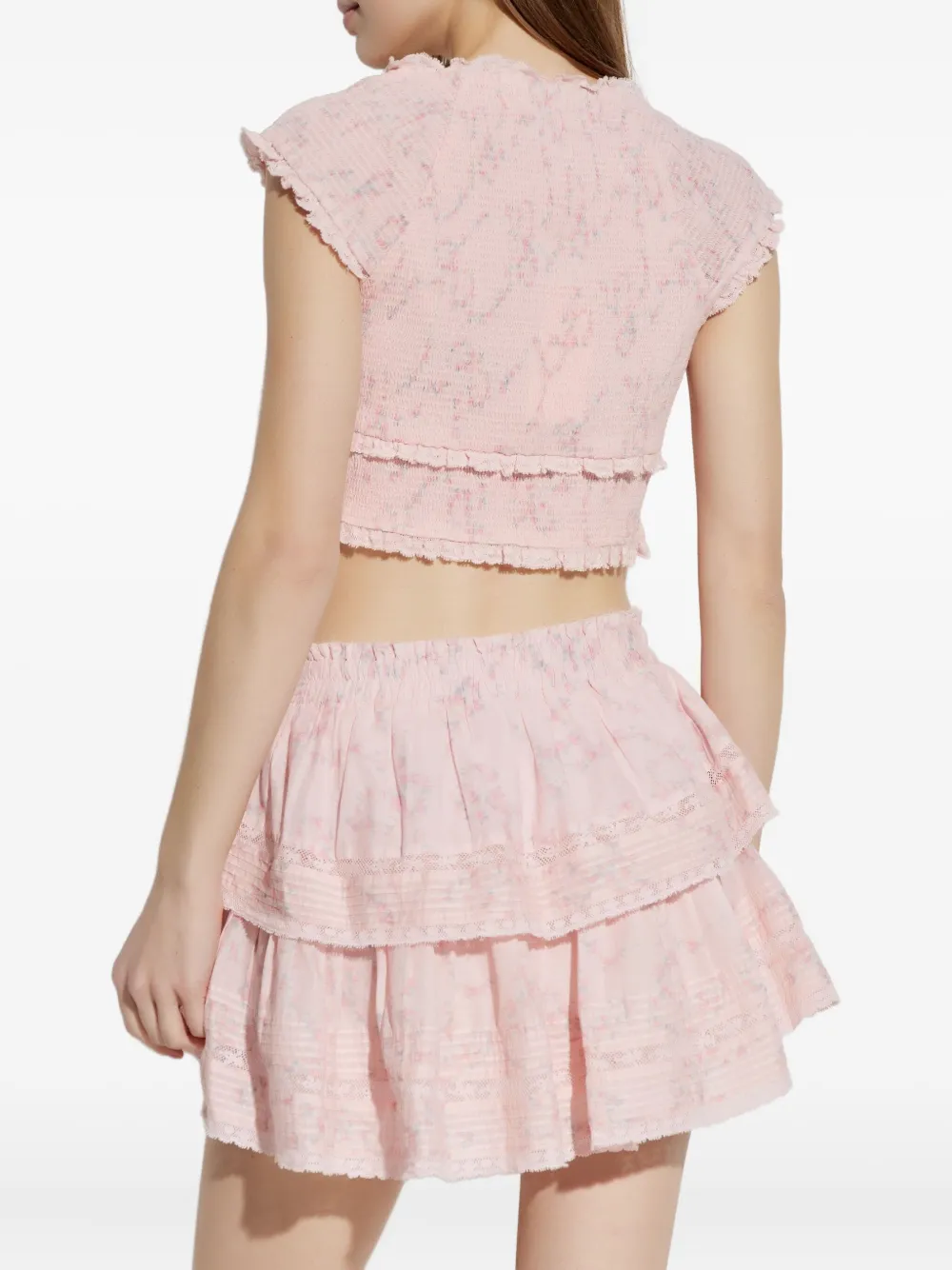 LoveShackFancy Top met ruches Roze