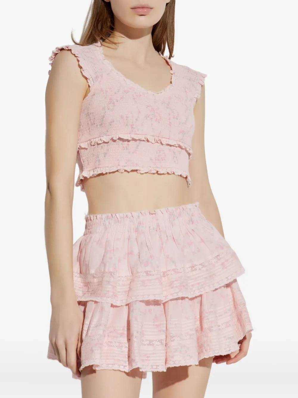 LoveShackFancy Top met ruches Roze