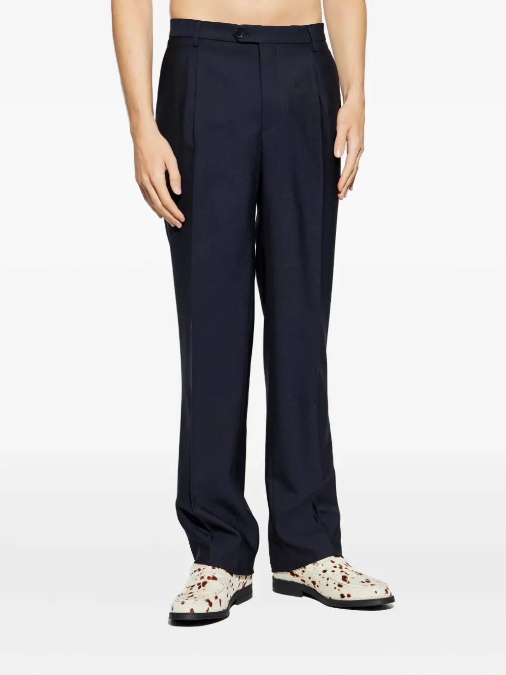 ETRO Wollen broek met plooidetails Blauw