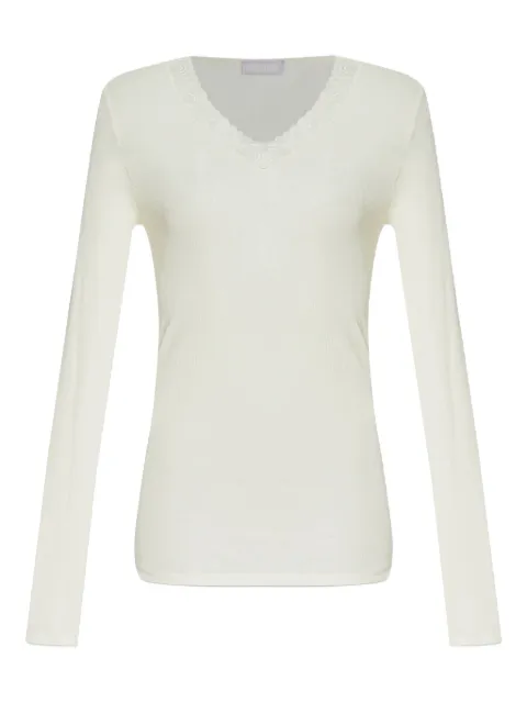 Hanro lace V-neck top