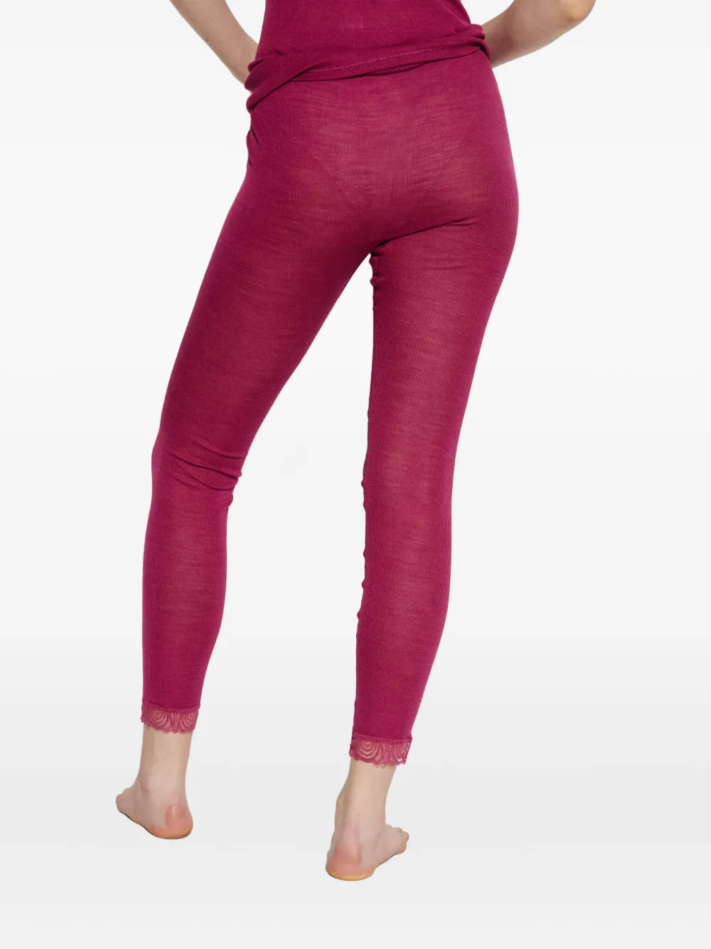 Hanro Lace Leggings In Pink