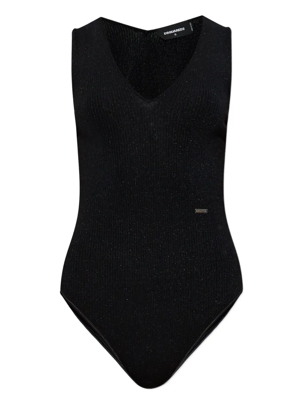 DSQUARED2 body de canalé con cuello en V | negro | Image 1