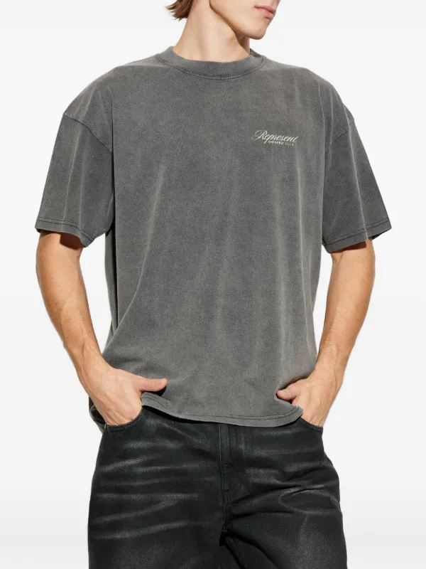 Represent Playera Manga Corta Con Logo Estampado Gris FARFETCH CO