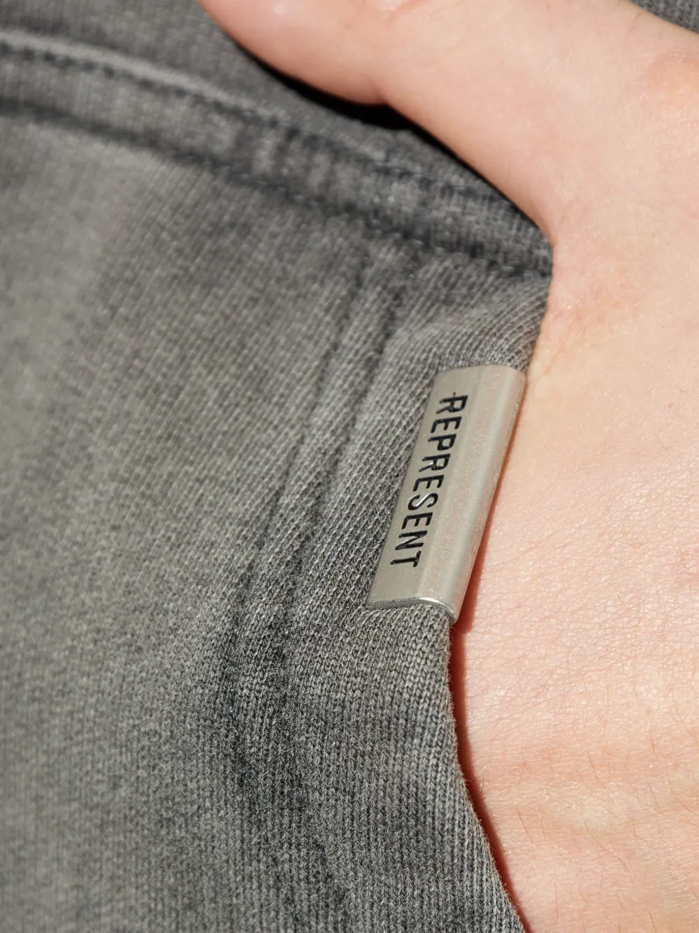Represent Owners Club Script Hooded Cotton Sweatshirt In Gray