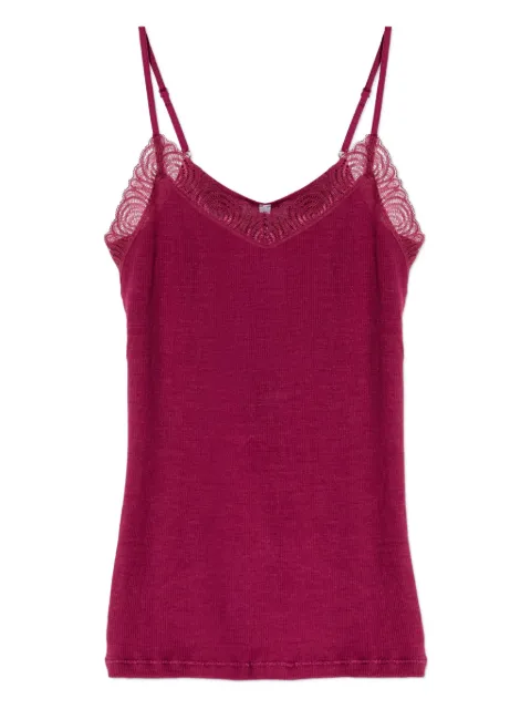 Hanro lace-ribbed top