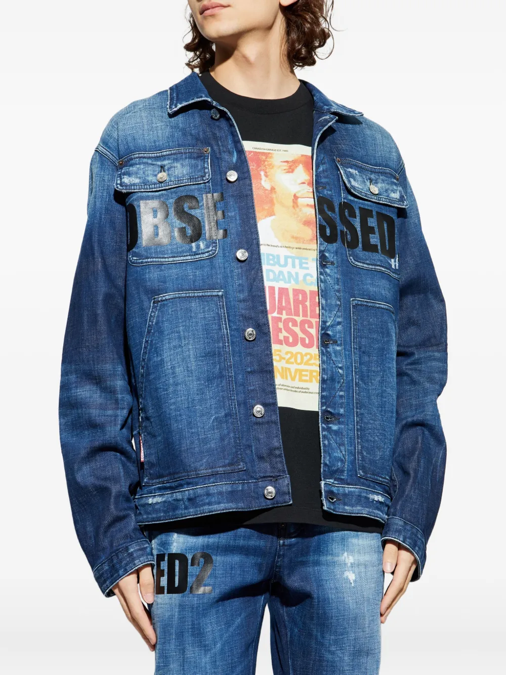 Dsquared2 Long Sleeve Denim Jacket In Multi