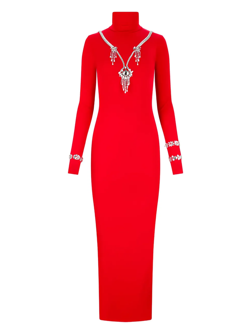 Des_phemmes Backless Embellished Maxi Dress In Red