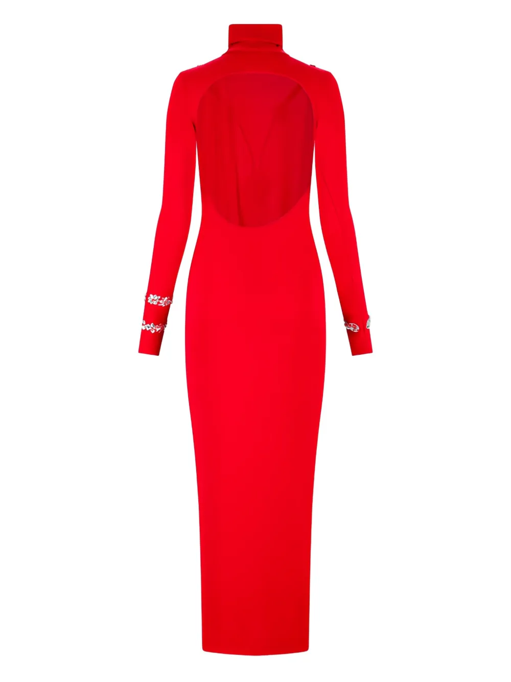 DES PHEMMES Maxi-jurk met open rug Rood