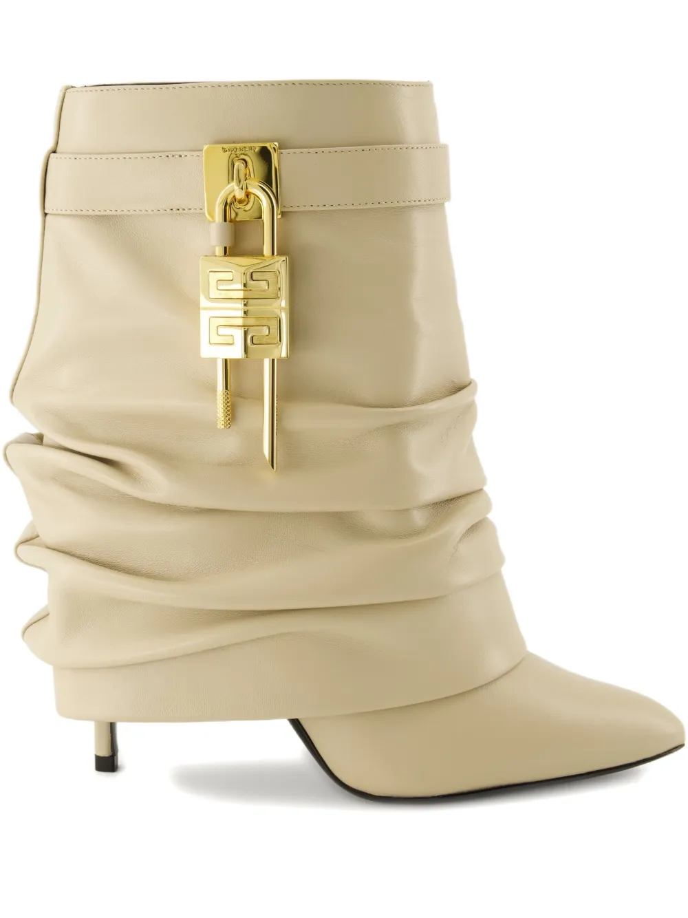 Givenchy 90mm Shark Lock Stiletto Leather Boots In Neutral