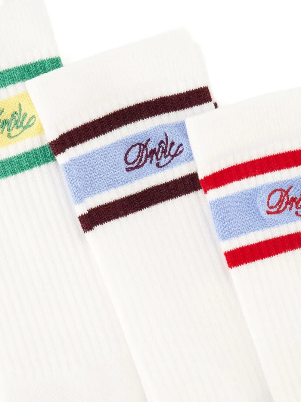 Drôle De Monsieur La Chaussette Drôle Rayée Socks (pack Of Three) In White