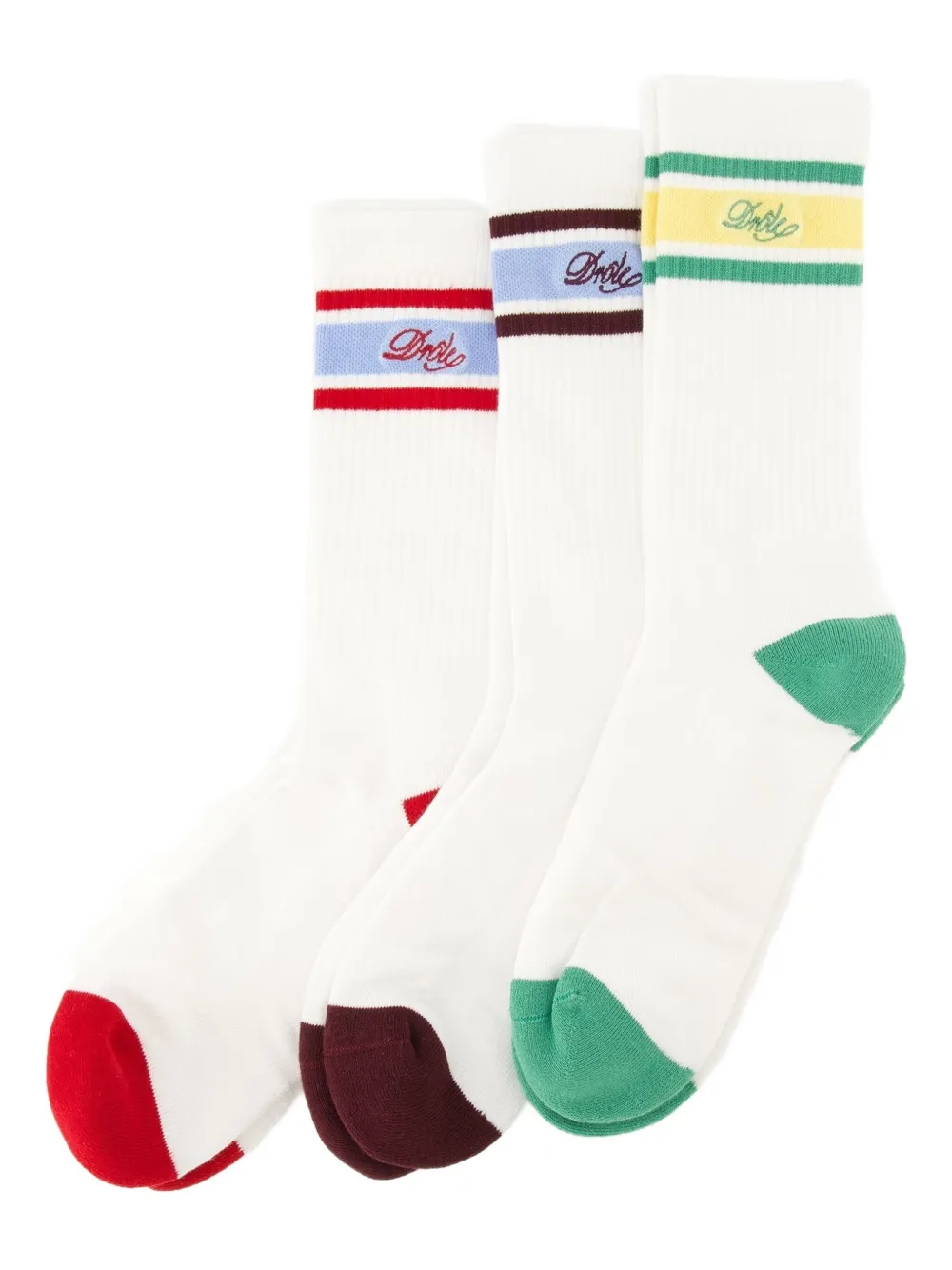 Drôle De Monsieur La Chaussette Drôle Rayée Socks (pack Of Three) In White