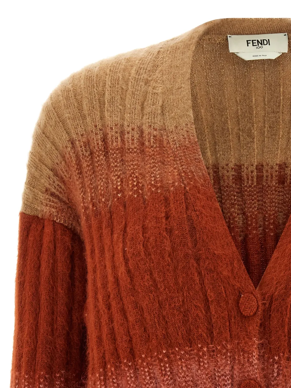 Fendi Gradient Knit Cardigan Featuring Front Pockets In Multi