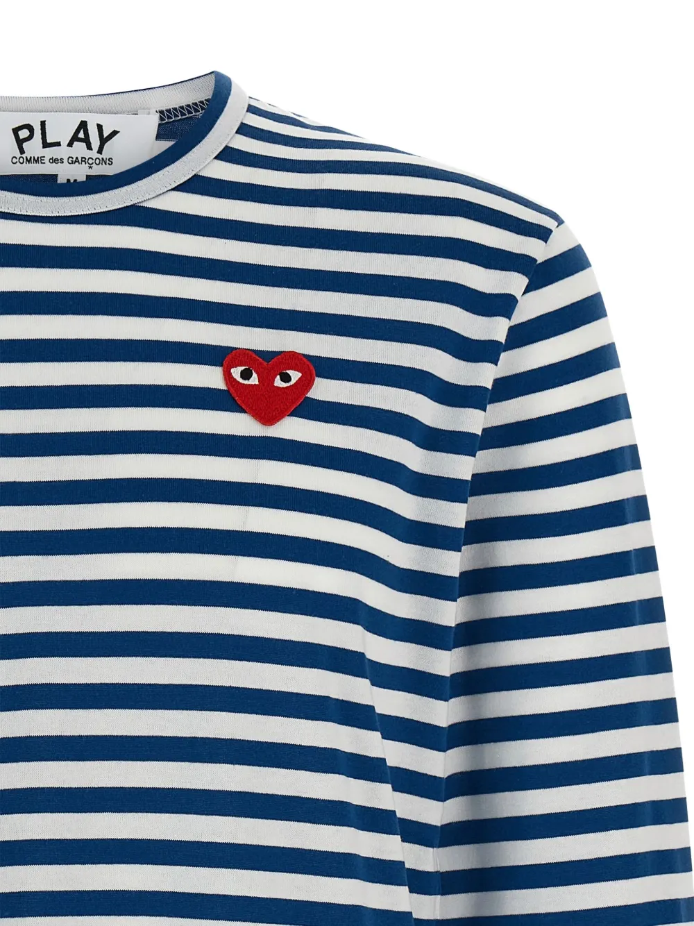 Comme Des Garçons Play Striped Long Sleeve Crew Neck T-shirt In Blue