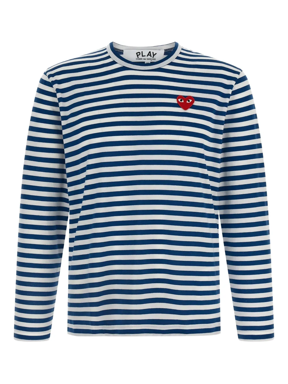 Comme Des Garçons Play Striped Long Sleeve Crew Neck T-shirt In Blue