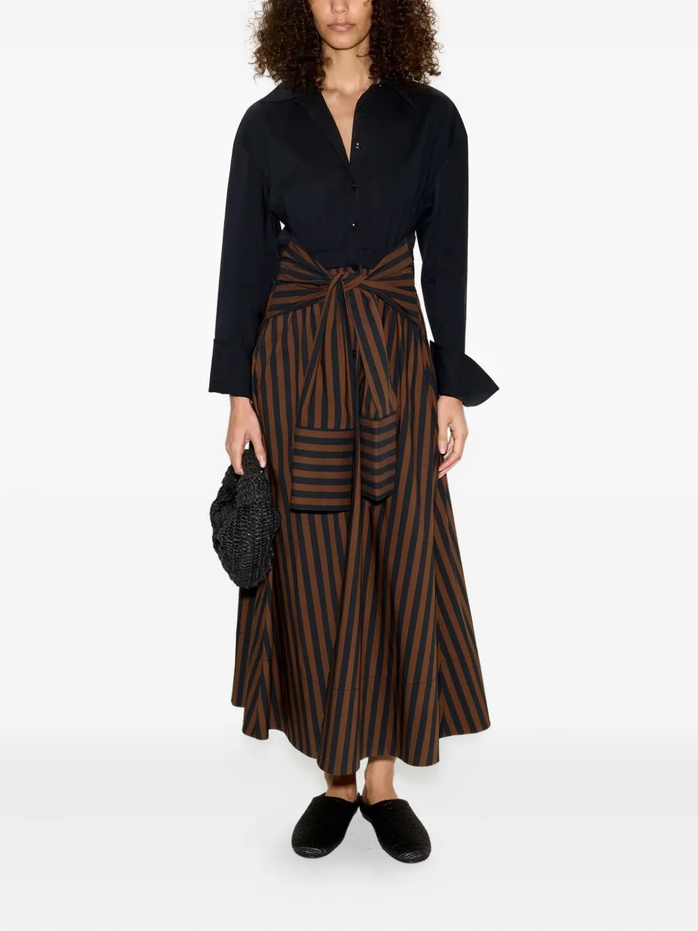 Simon Miller Inna striped poplin maxi dress - Zwart