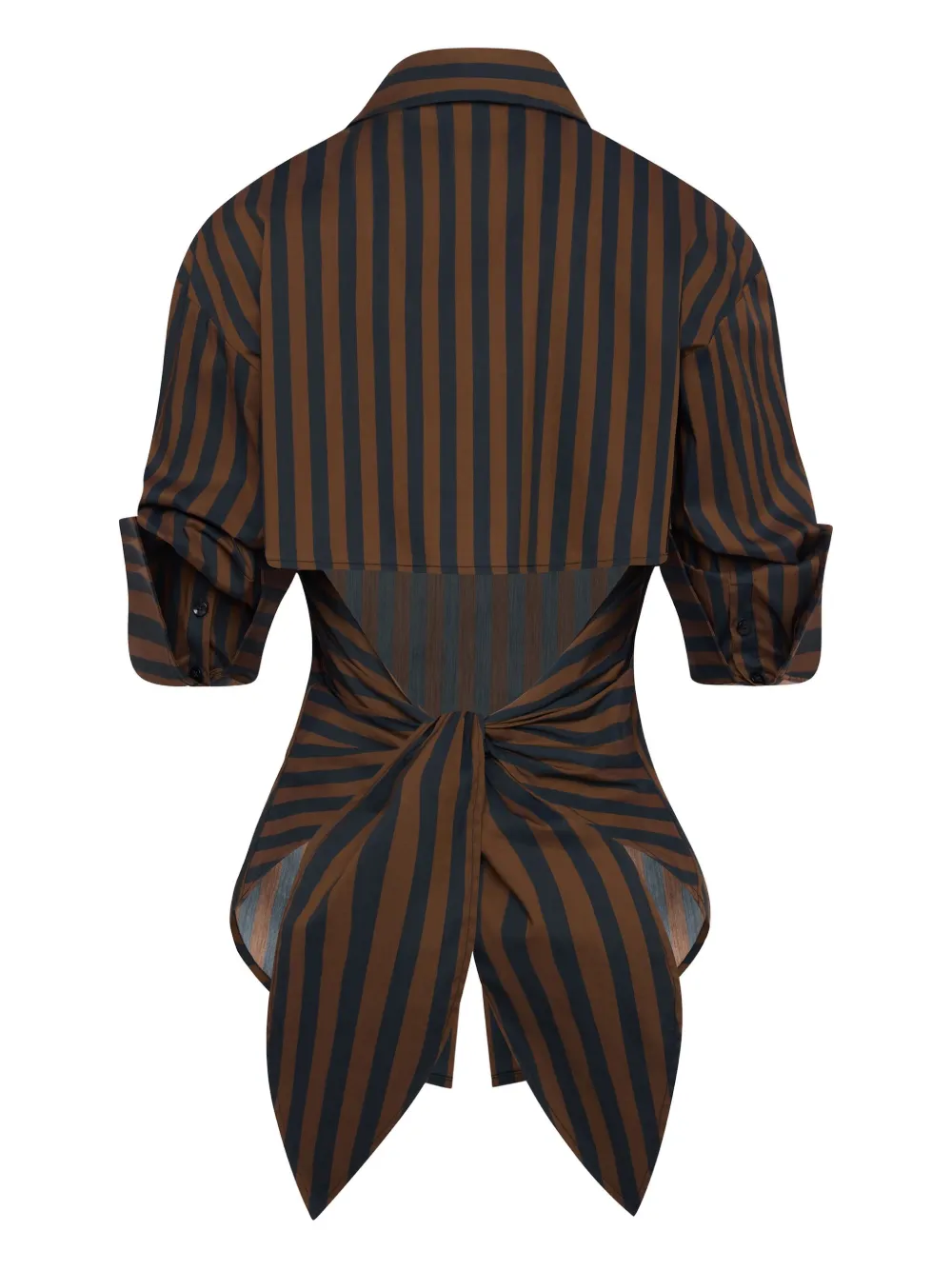 Simon Miller Striped Button Loch Poplin Shirt In Brown