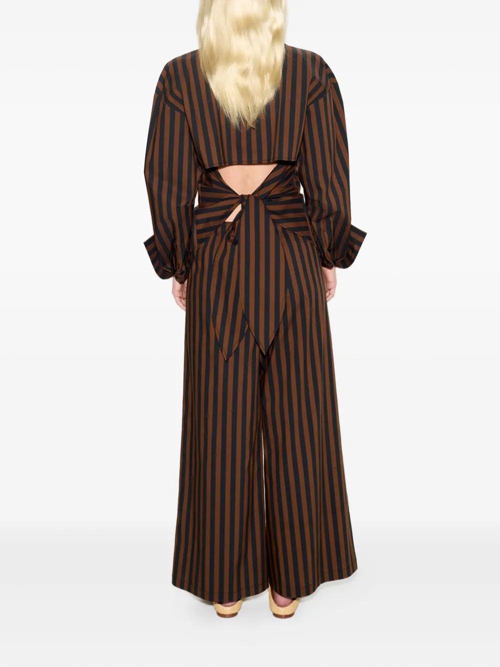 Simon Miller Toni Striped Poplin Trousers In Brown