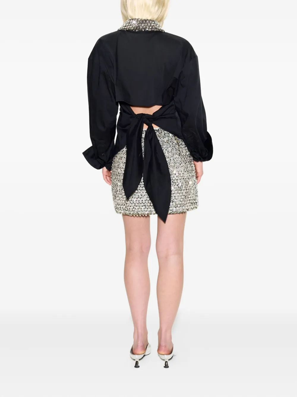 Simon Miller Embellished-loch Button-up Shirt In Black