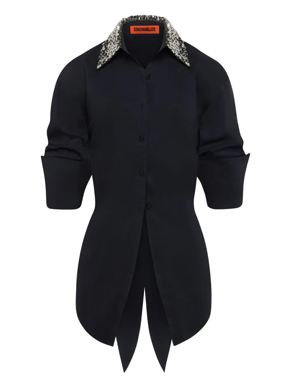 Simon Miller Embellished-loch Button-up Shirt In Black