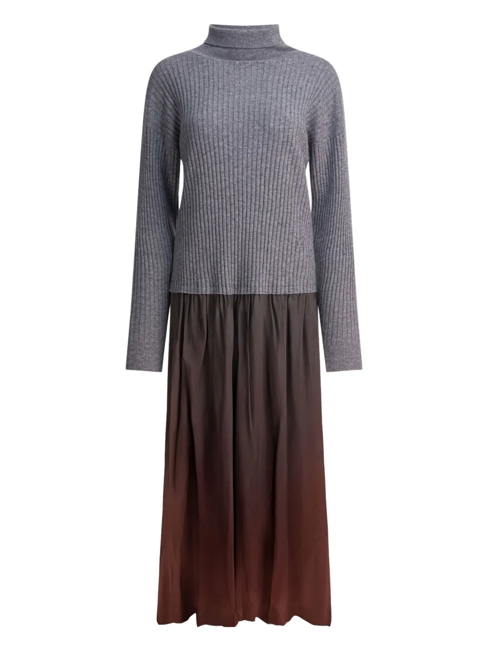Max & Moi Ribbed Turtleneck Midi Dress In Gray