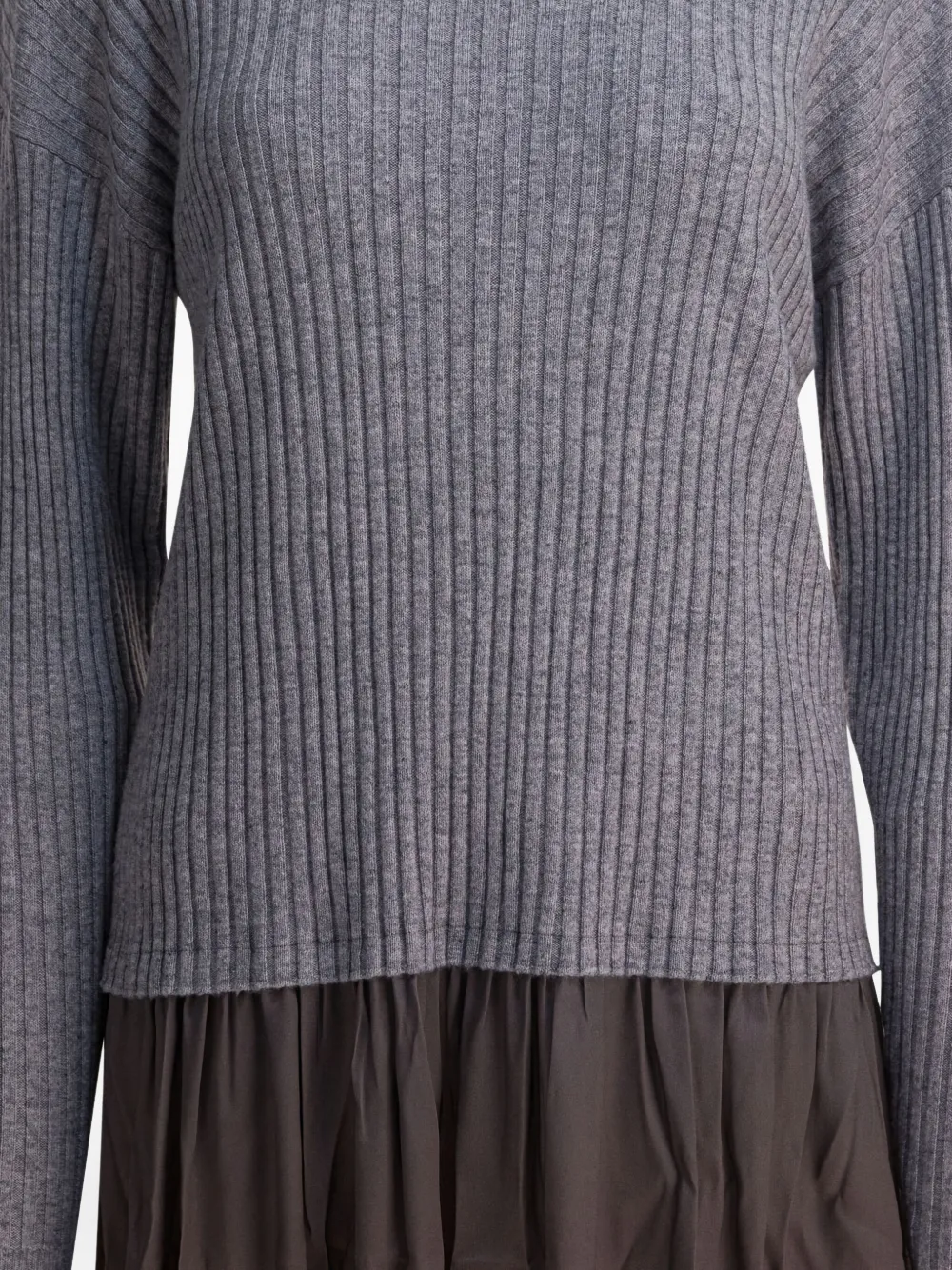 Max & Moi Ribbed Turtleneck Midi Dress In Gray